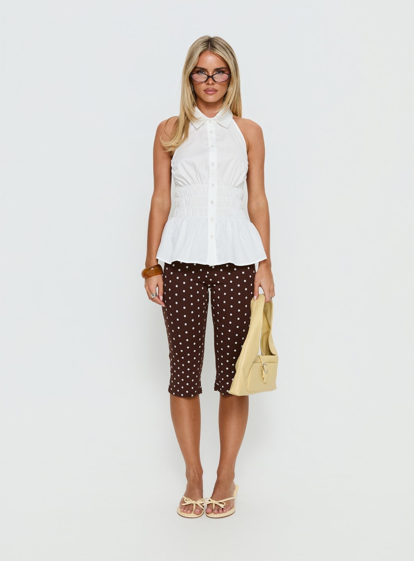 As You Are Shirred Halter Top White