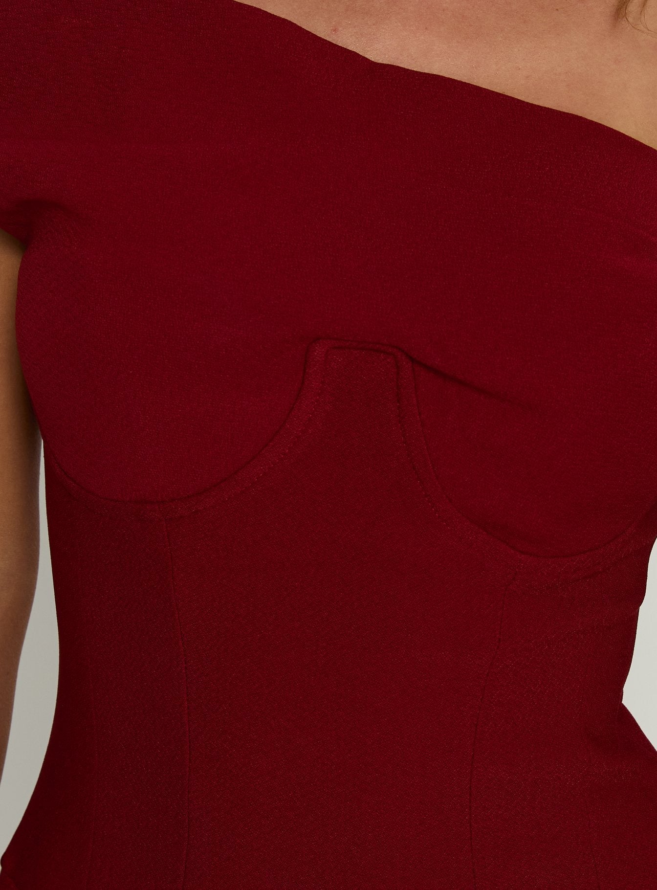Delcina Off Shoulder Corset Mini Dress Burgundy