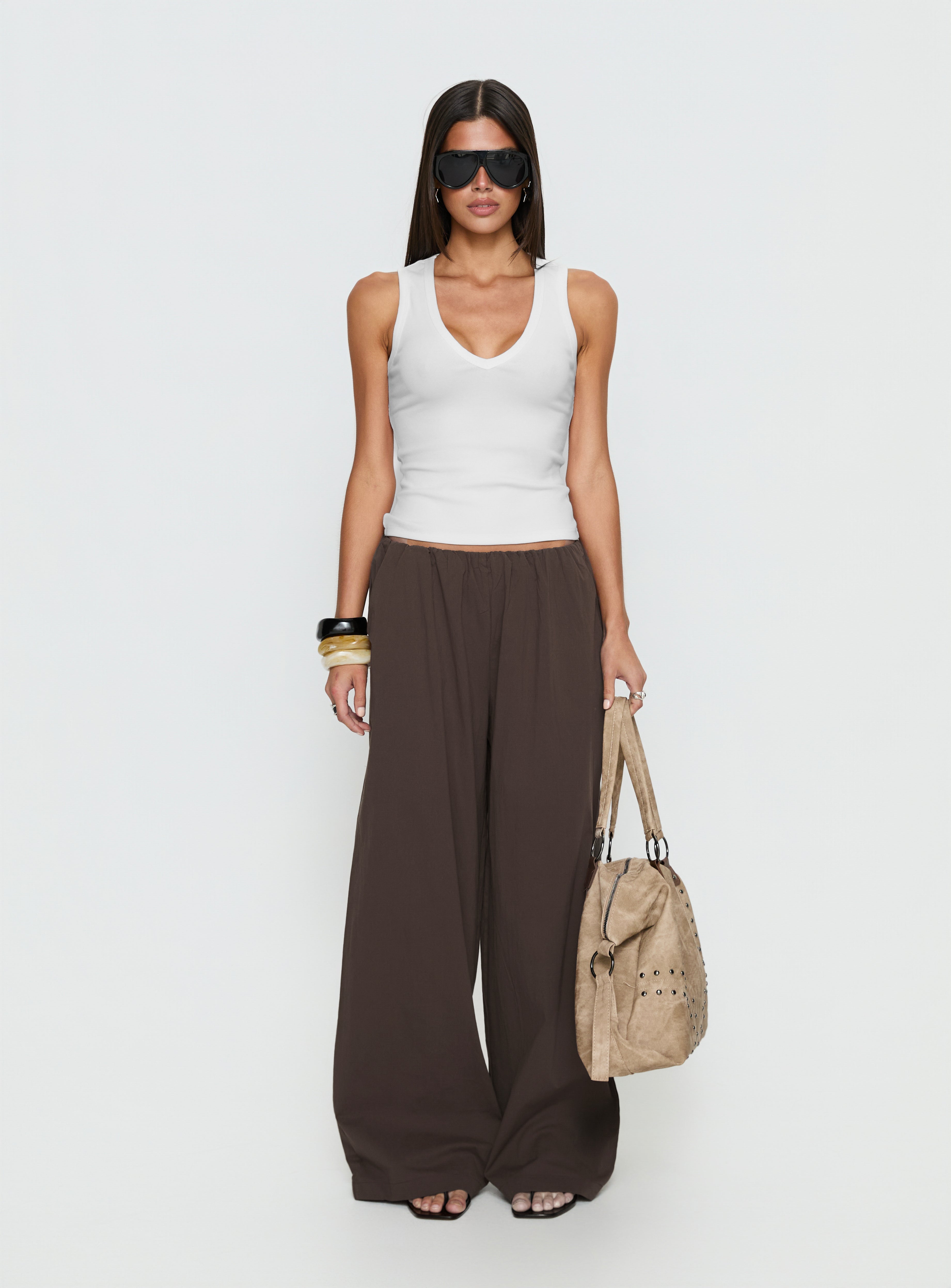 Lunea Concealed Waistband Pants Brown