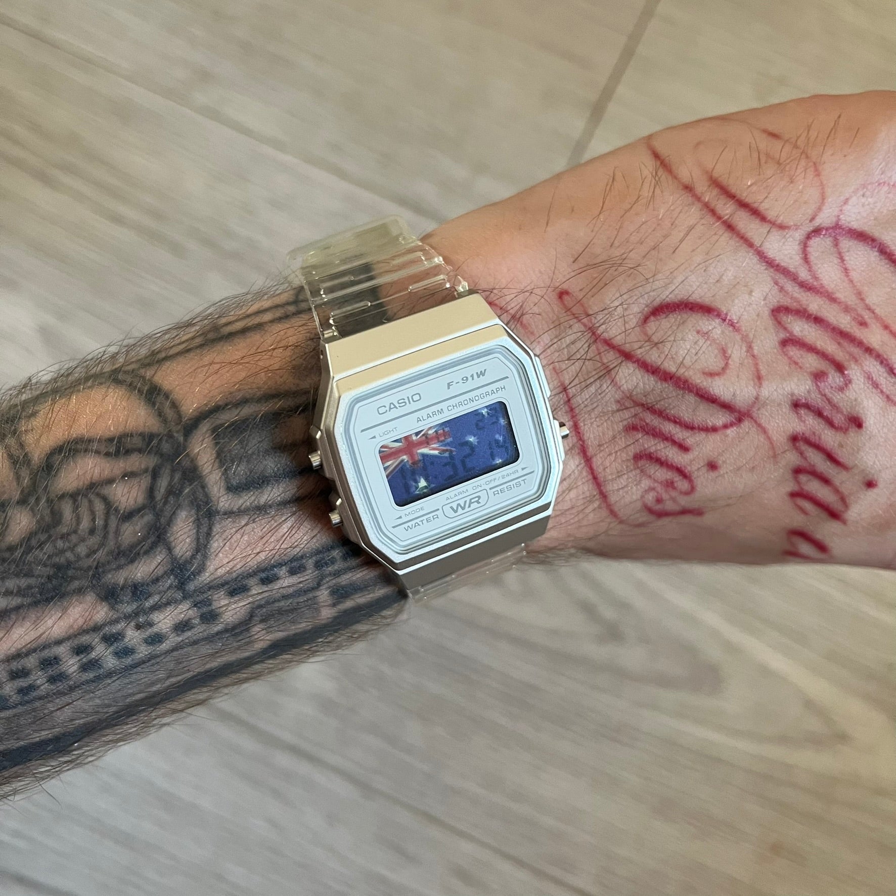 Casio F-91W "Australia" Clear Digital Watch