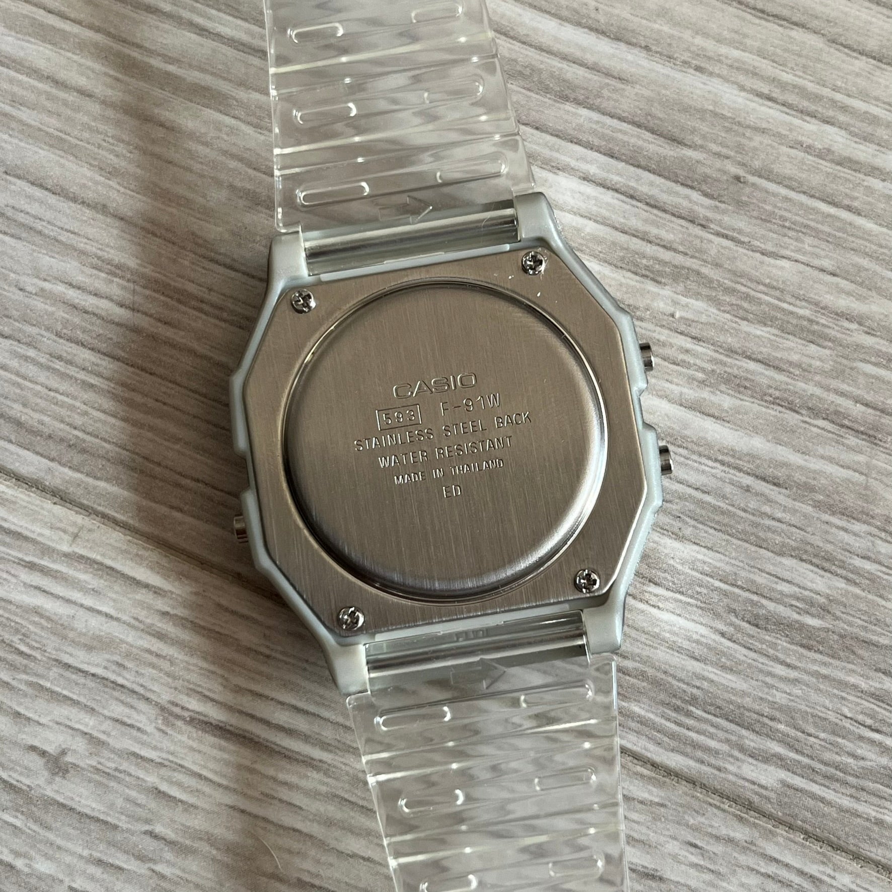 Casio F-91W "Awesome Face" Clear Digital Watch