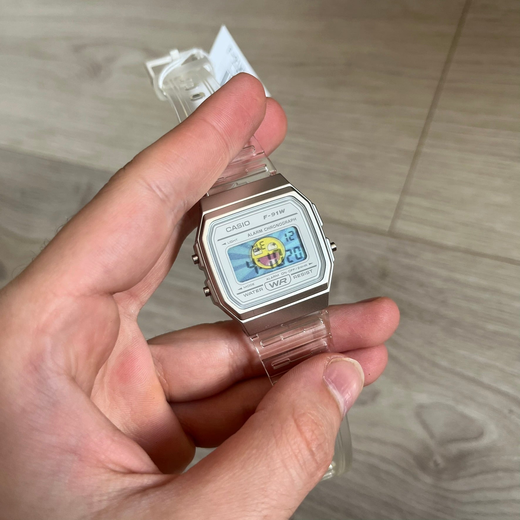 Casio F-91W "Awesome Face" Clear Digital Watch