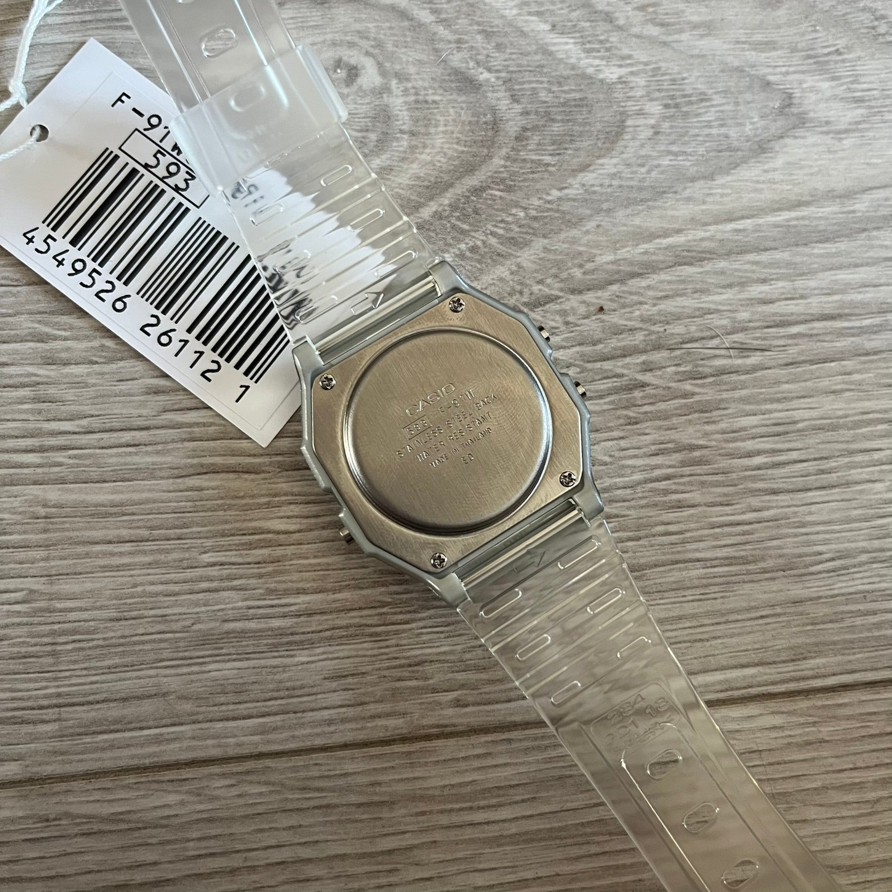 Casio F-91W "Money" Green & Clear Digital Watch