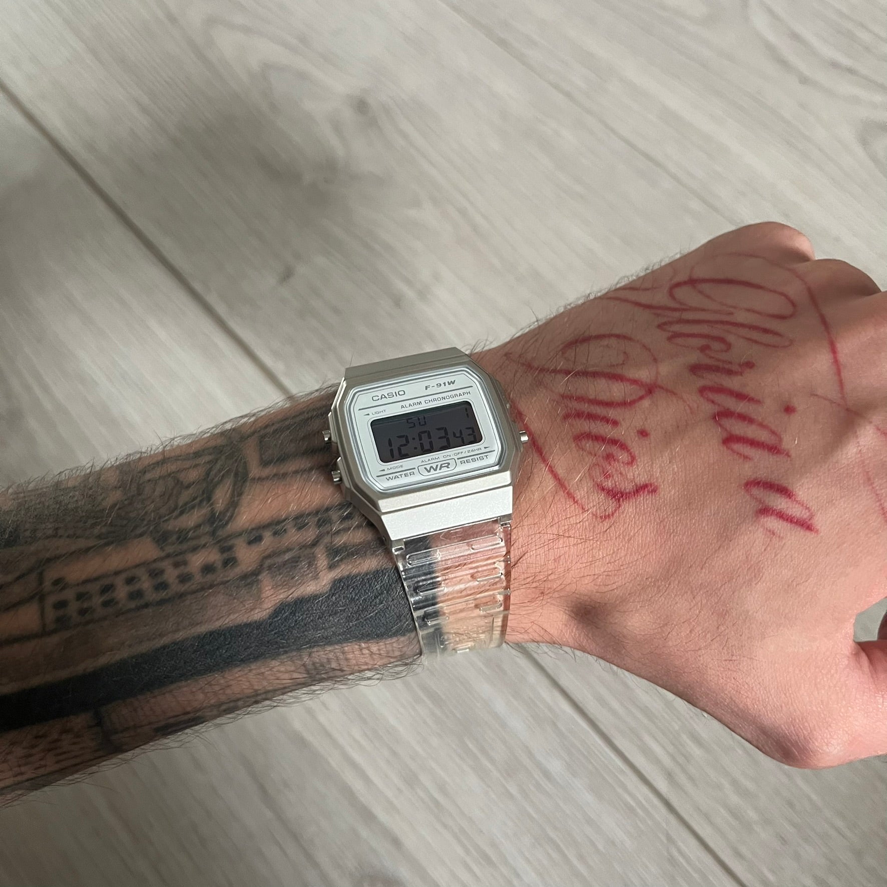Casio F-91W "Silver Surfer" Silver & Clear Digital Watch