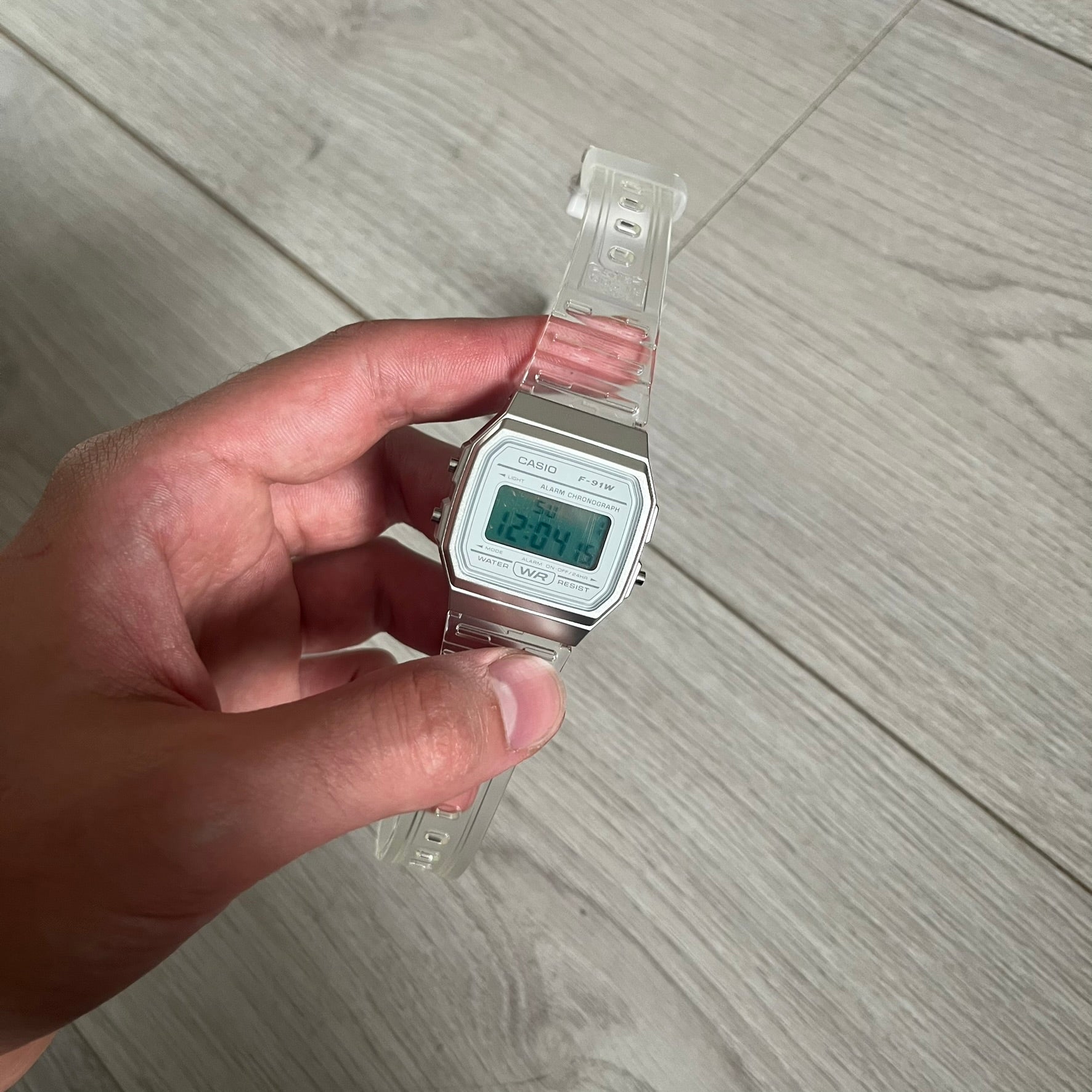 Casio F-91W "Silver Surfer" Silver & Clear Digital Watch