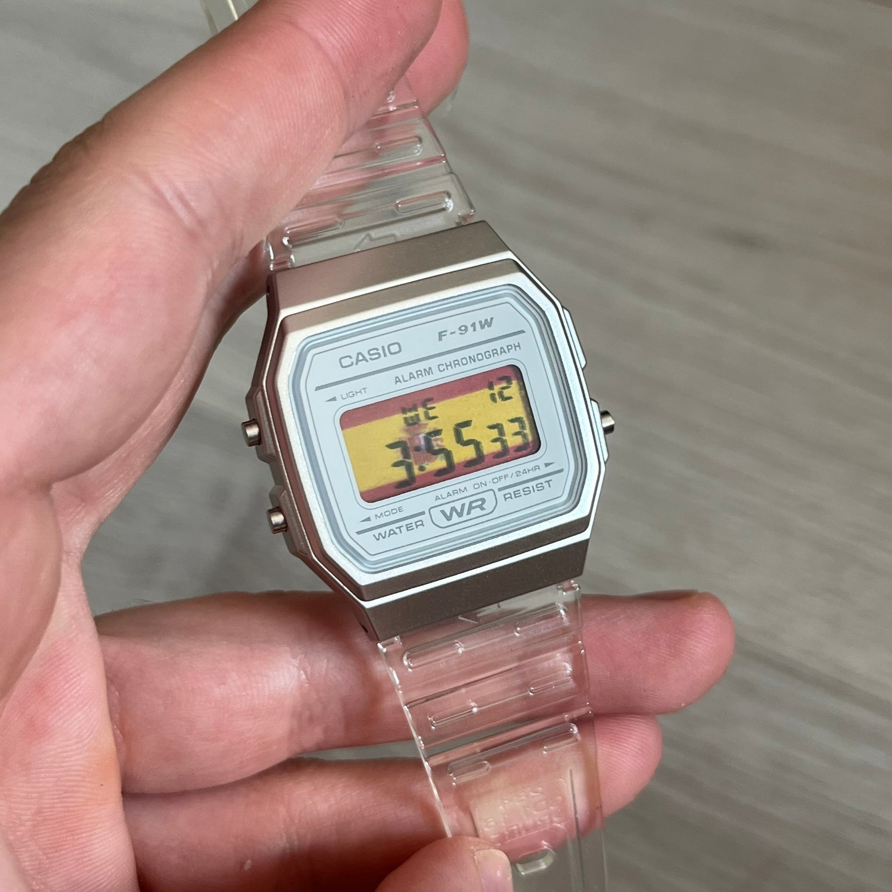 Casio F-91W "Spain" Clear Digital Watch