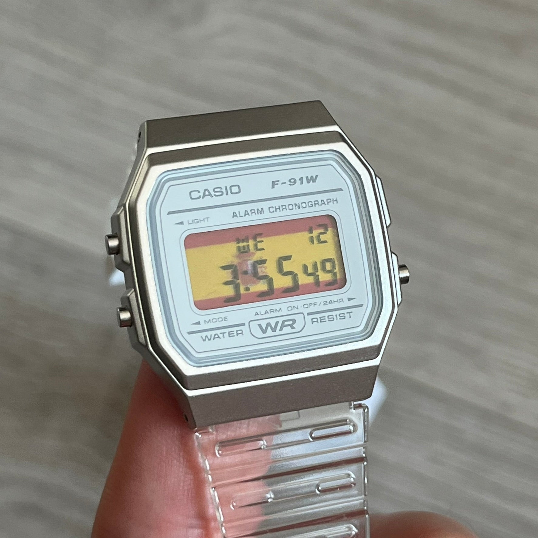 Casio F-91W "Spain" Clear Digital Watch