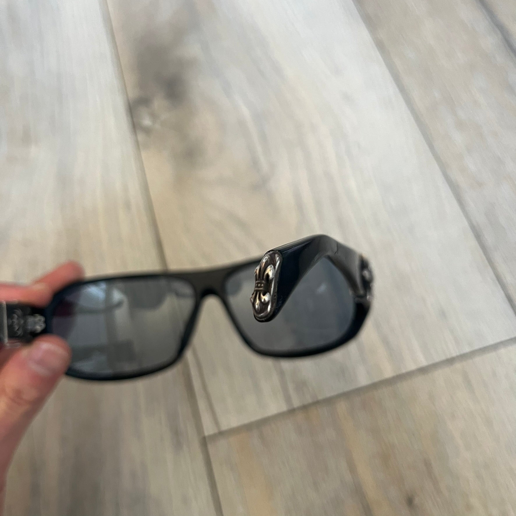Chrome Hearts Hung Shield Black Sunglasses