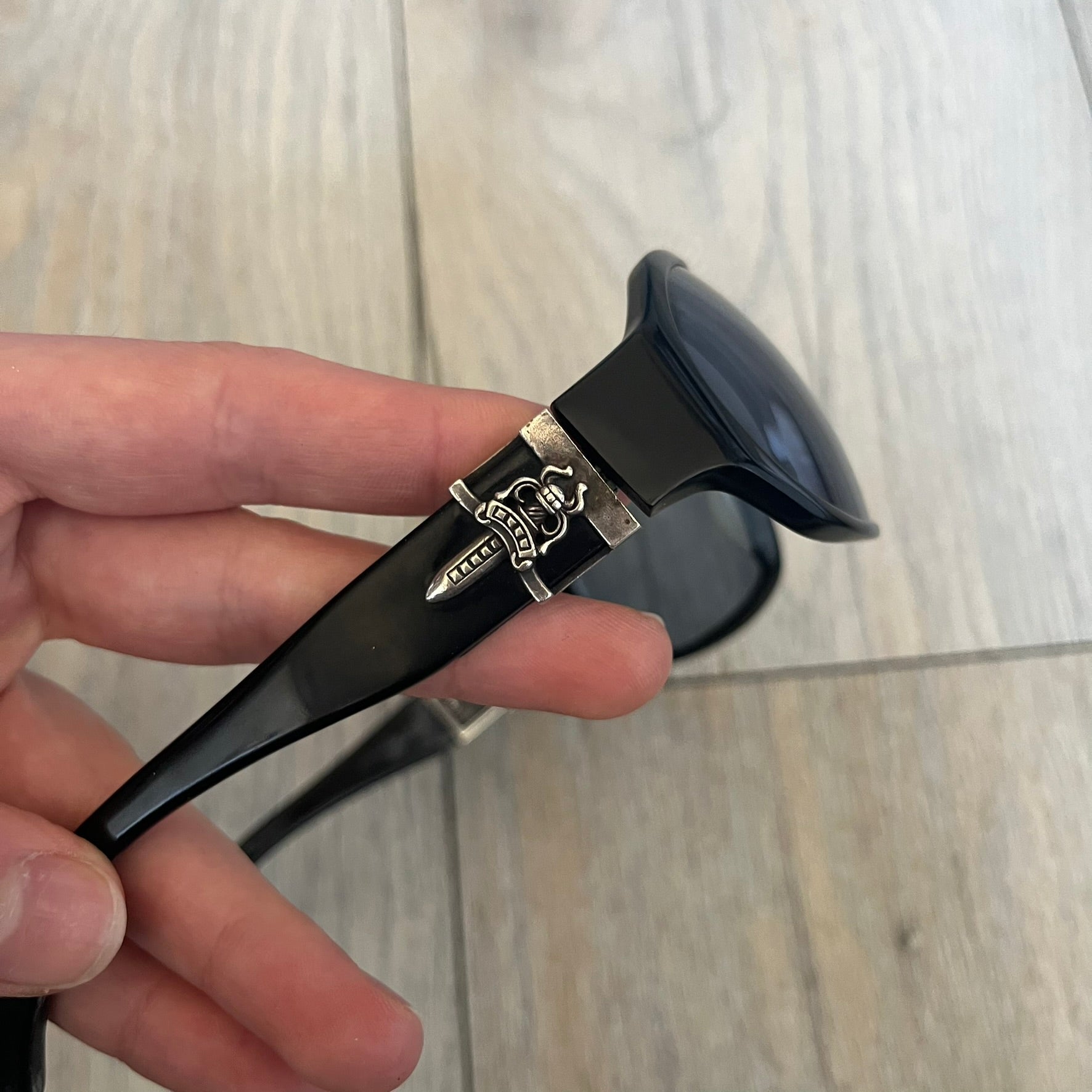 Chrome Hearts Hung Shield Black Sunglasses