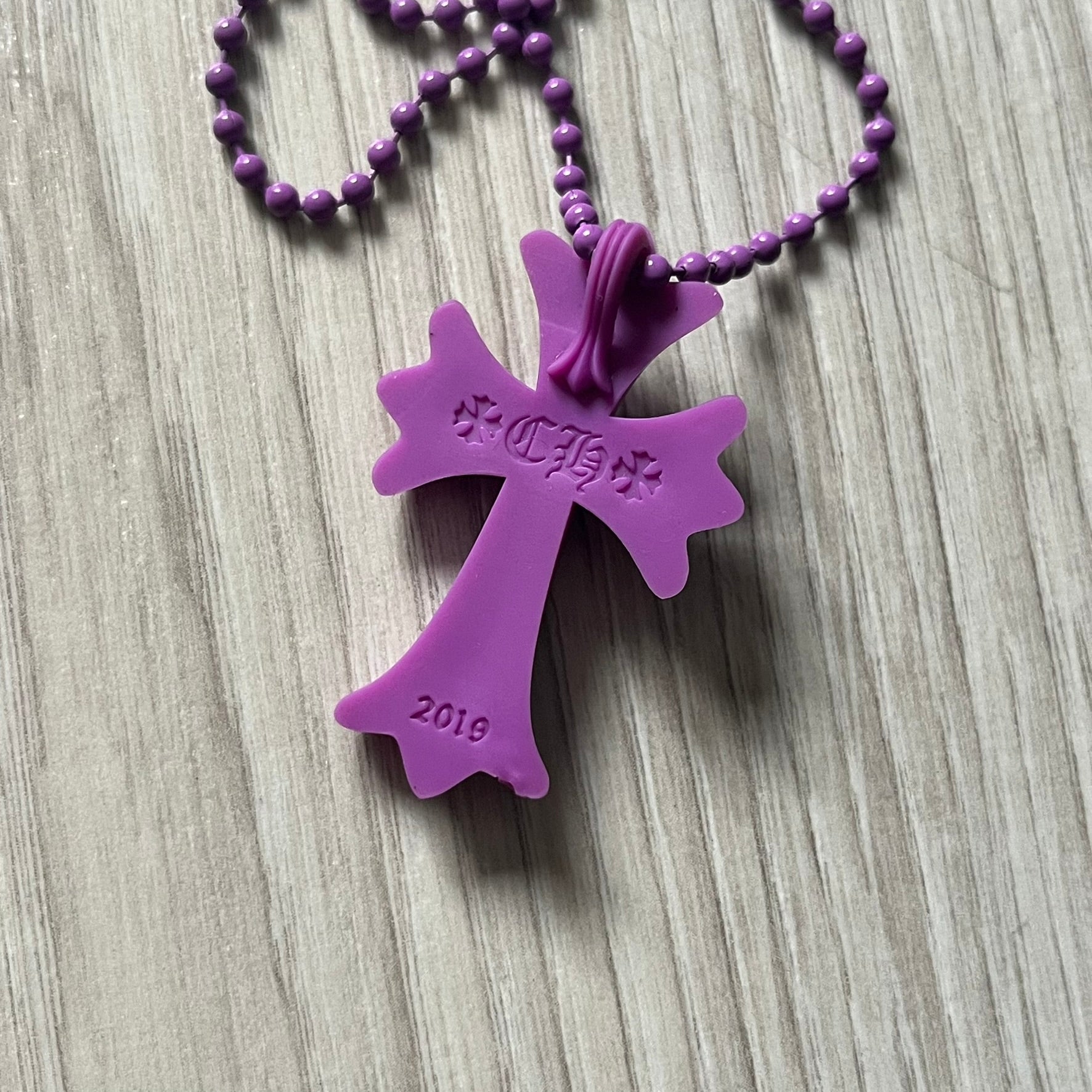 Chrome Hearts 'Silichrome' Cross Purple Necklace