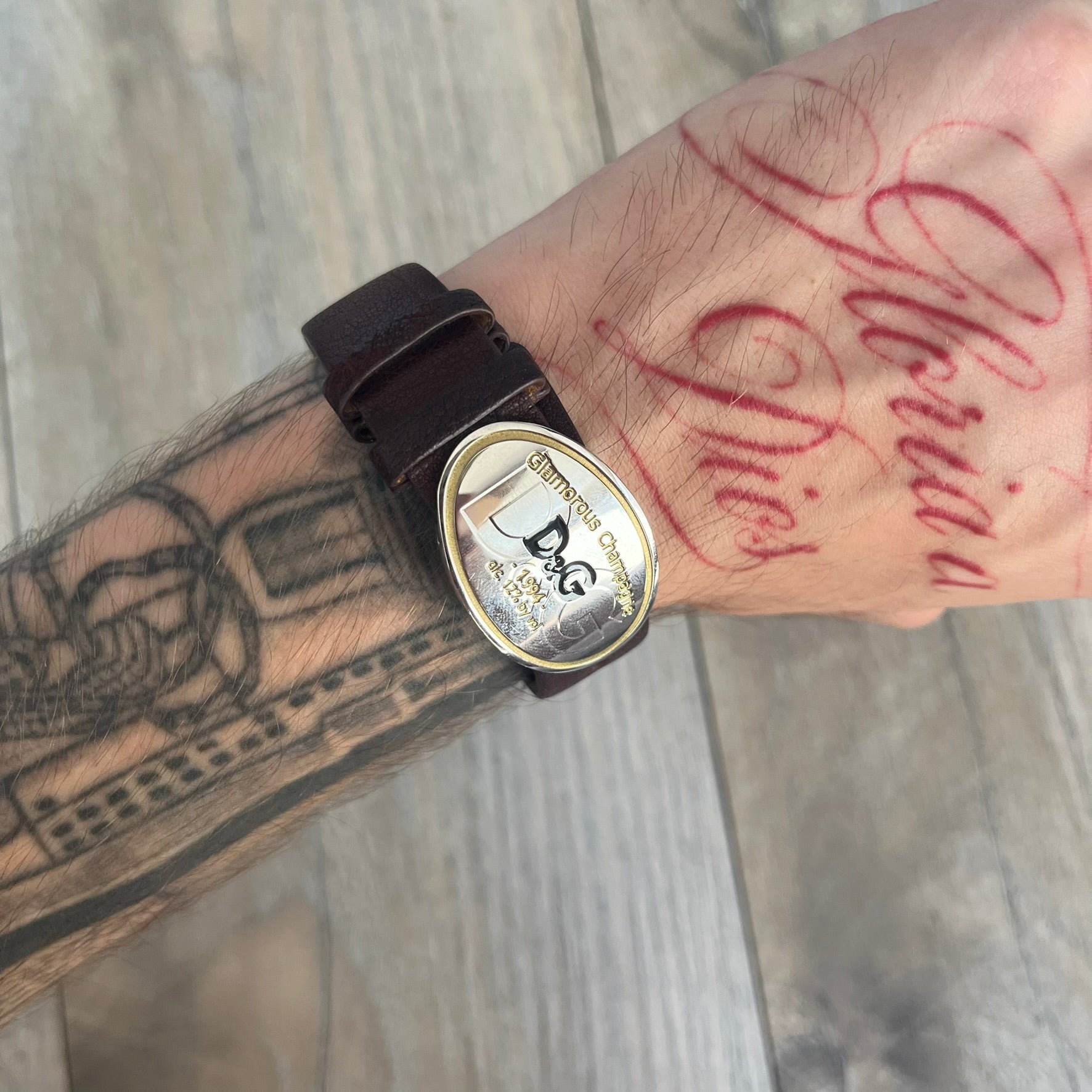 Dolce & Gabbana 2000's Champagne Leather Bracelet