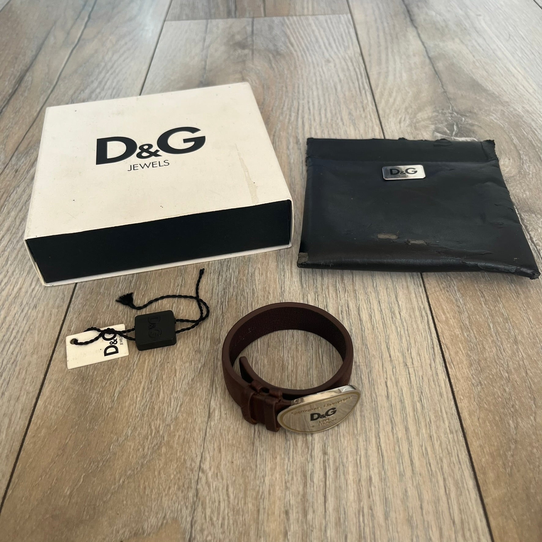 Dolce & Gabbana 2000's Champagne Leather Bracelet