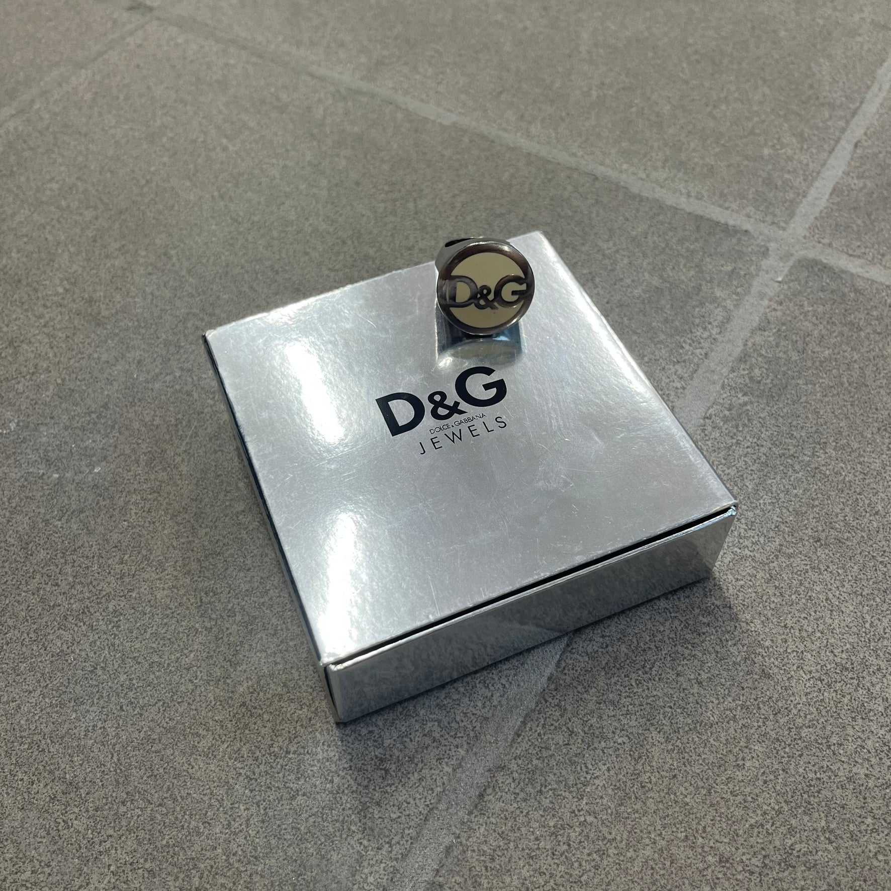 Dolce & Gabbana 2000's Silver Logo Signet Ring