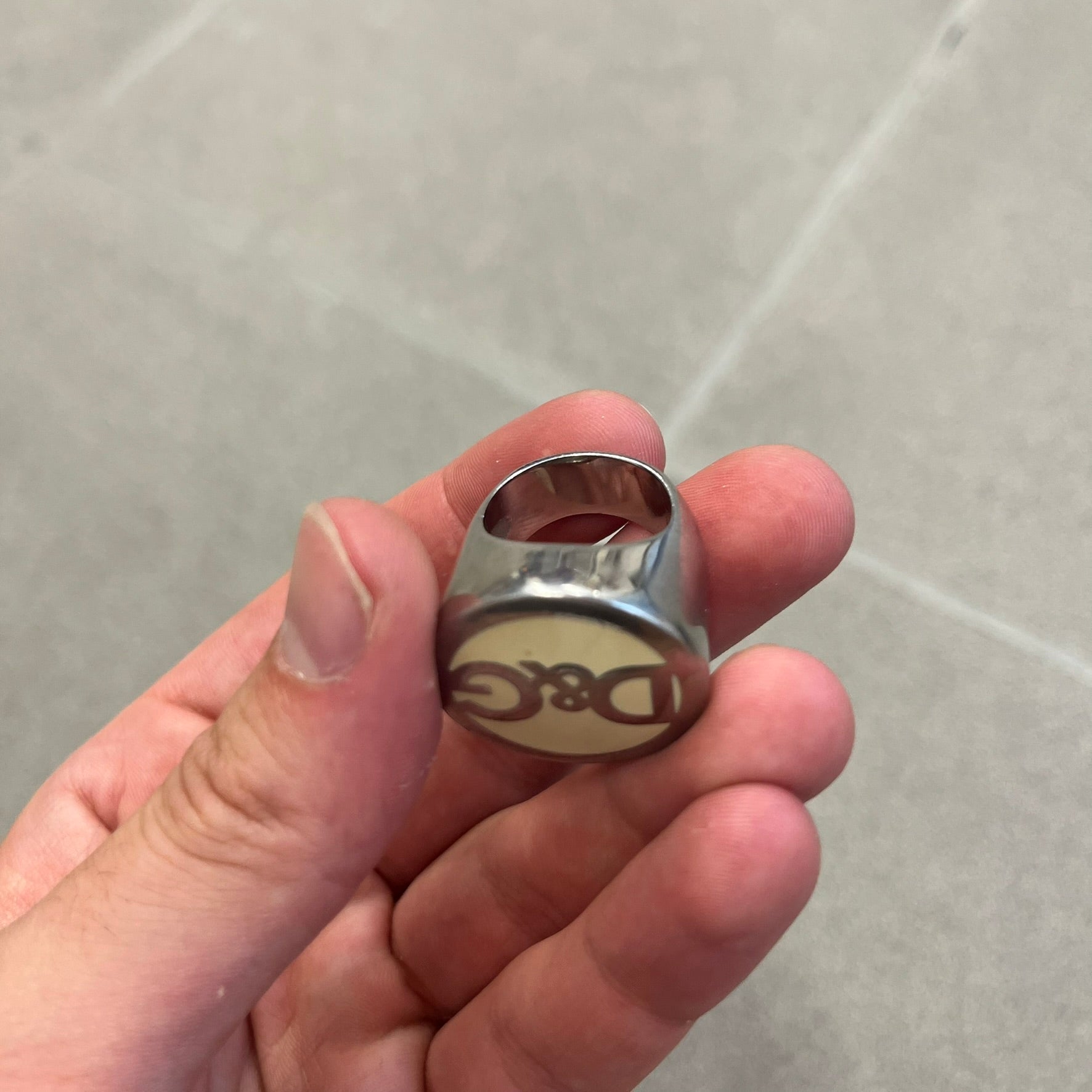 Dolce & Gabbana 2000's Silver Logo Signet Ring