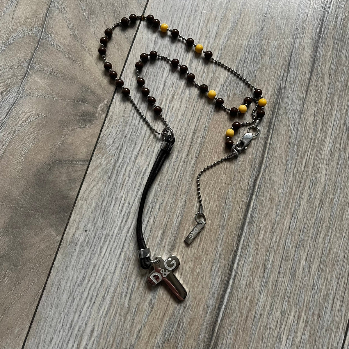 Dolce & Gabbana Pearl Brown Rosary Necklace