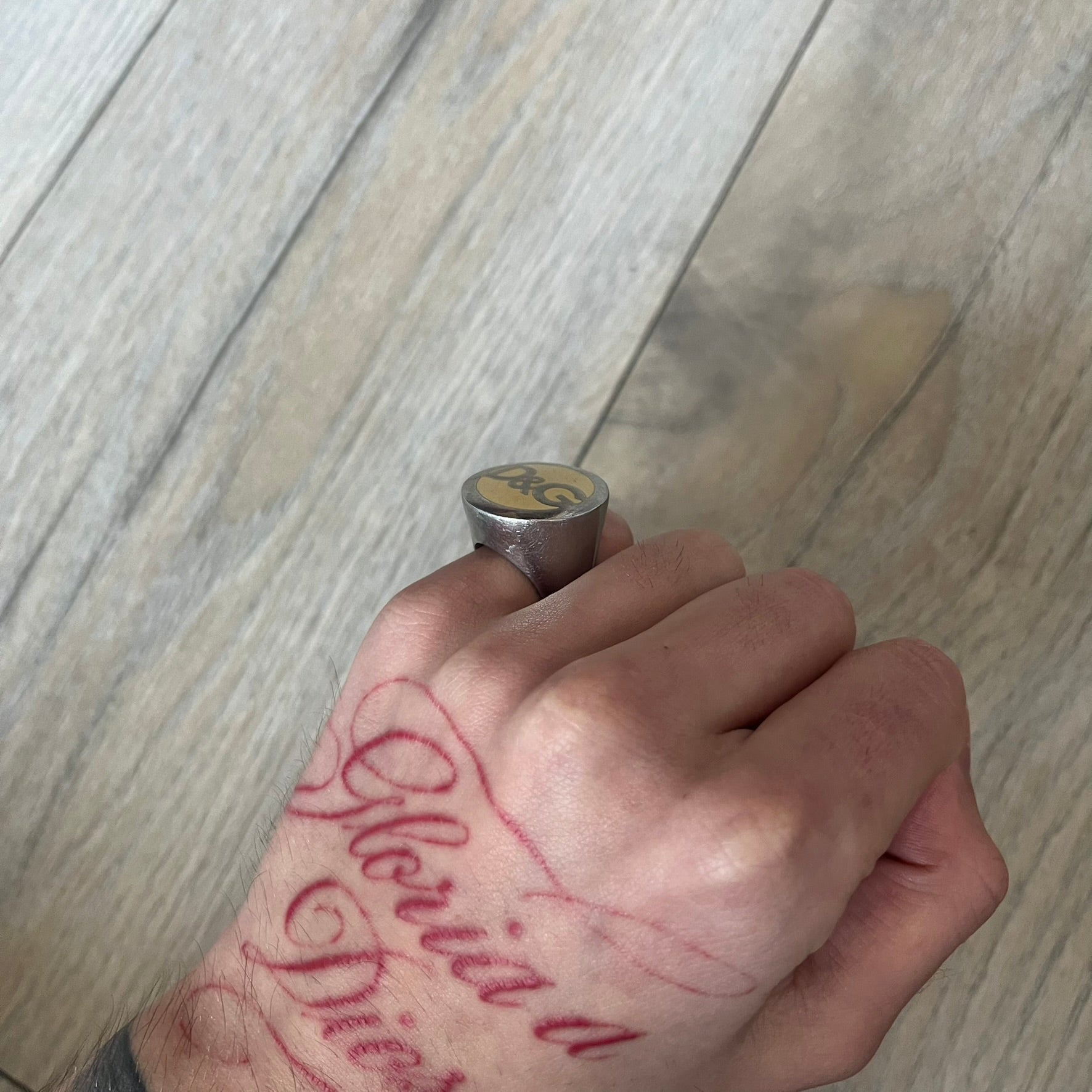 Dolce & Gabbana Silver Logo Signet Ring