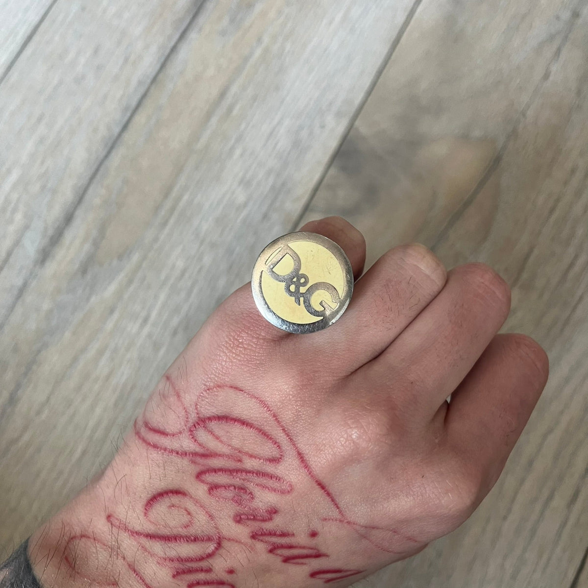Dolce & Gabbana Silver Logo Signet Ring