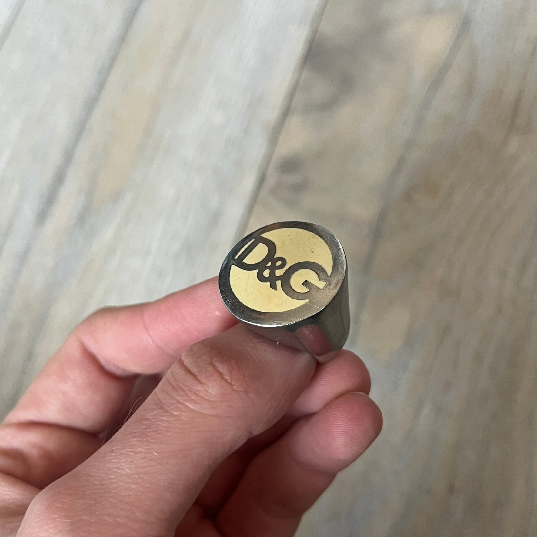 Dolce & Gabbana Silver Logo Signet Ring