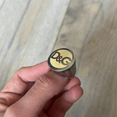 Dolce & Gabbana Silver Logo Signet Ring