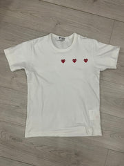 cdg play triple hearts tee