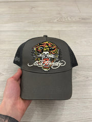 ed hardy ed-rear twill front mesh trucker hat