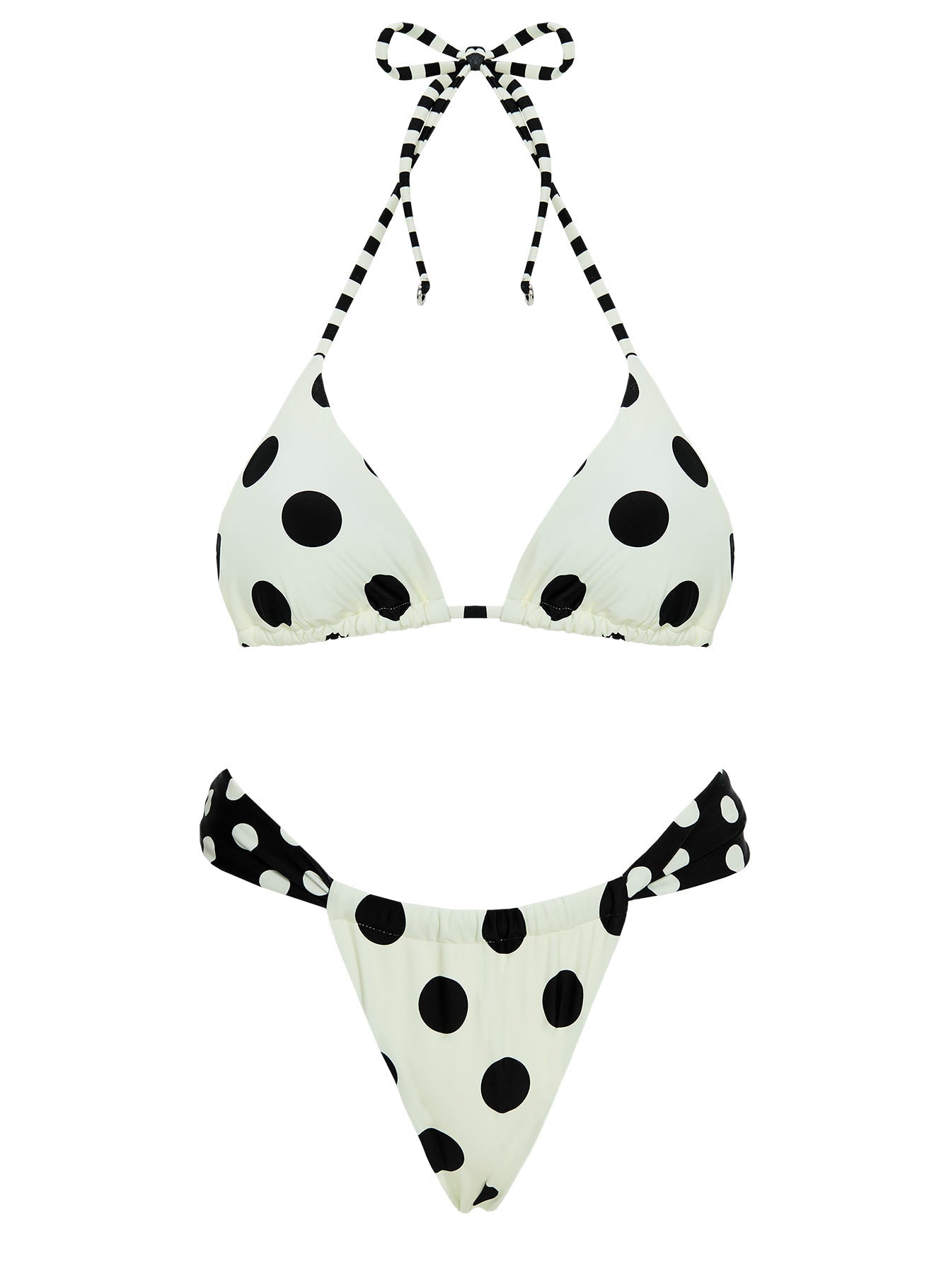 Jenner Triangle Bikini Top Cream / Polka Dot