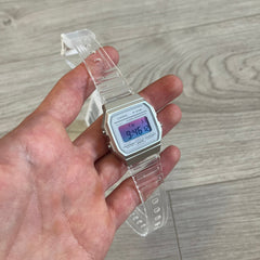 Casio F-91W "Synthwave" Gradient & Clear Digital Watch