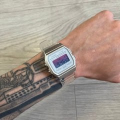 Casio F-91W "Synthwave" Gradient & Clear Digital Watch