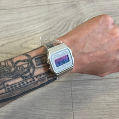 Casio F-91W "Synthwave" Gradient & Clear Digital Watch